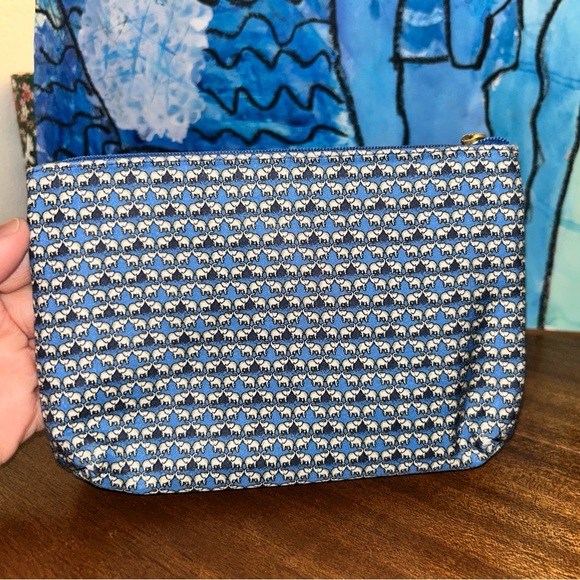 Women's Elegant Blue and Gold Cosmetic Bag - Picture 4 of 6